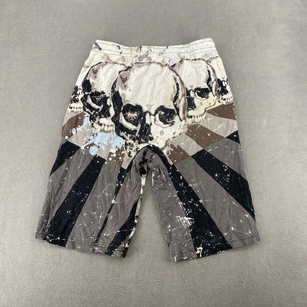MMA Elite Mens Skull Print Boxer Shorts Grey Blue Y2K Grunge Size S 28-30